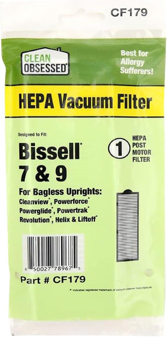 CLEAN OBSESSED REPLACEMENT HEPA VACUUM FILTER DESIGNED TO FIT BISSELL STYLE 7, STYLE 9 & STYLE 16 FOR BAGLESS UPRIGHTS; CLEANVIEW, POWERFORCE, POWERGLIDE, POWERTRAK, REVOLUTION, HELIX & LIFTOFF