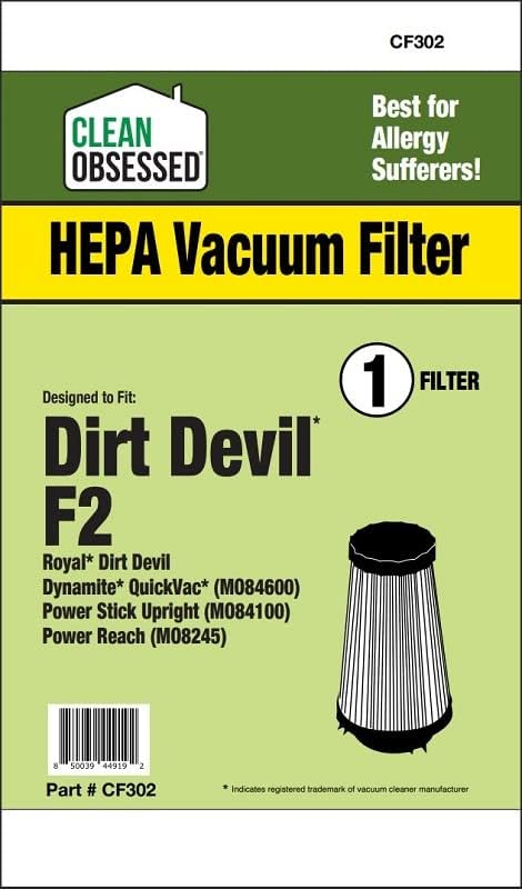 CLEAN OBSESSED REPLACEMENT HEPA VACUUM FILTER FOR ROYAL & DIRT DEVIL F2