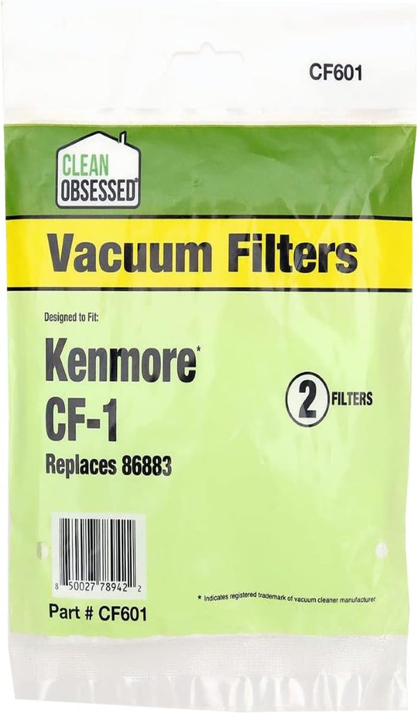 CLEAN OBSESSED REPLACEMENT FILTER DESIGNED TO FIT KENMORE CF-1, REPLACES 86883, PACK OF 2