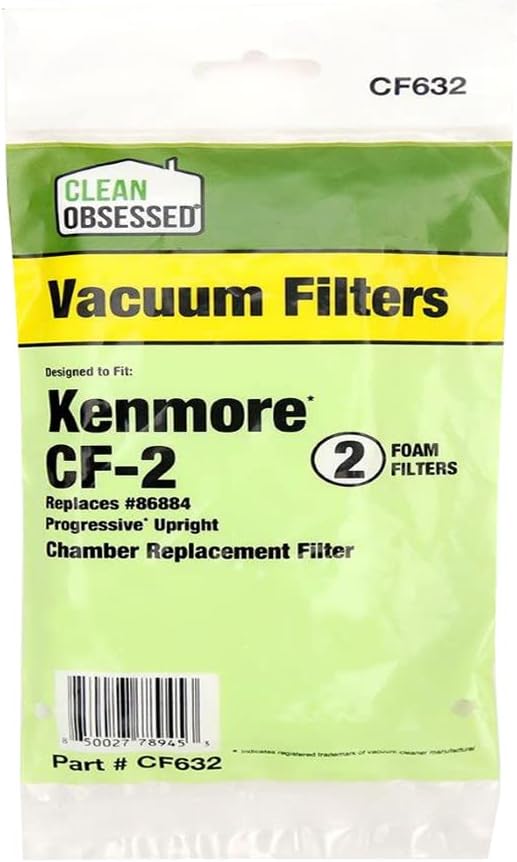 CLEAN OBSESSED REPLACEMENT FILTER DESIGNED TO FIT KENMORE CF-2, REPLACES 86884, PACK OF 2