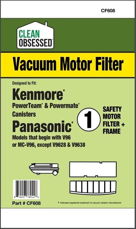 CLEAN OBSESSED REPLACEMENT MOTOR FILTER DESIGNED TO REPLACE SELECT KENMORE POWERMATE, POWERTEAM & PANASONIC VACUUMS