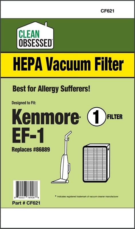 CLEAN OBSESSED REPLACEMENT HEPA VACUUM FILTER FOR KENMORE EF-1, REPLACES 86889