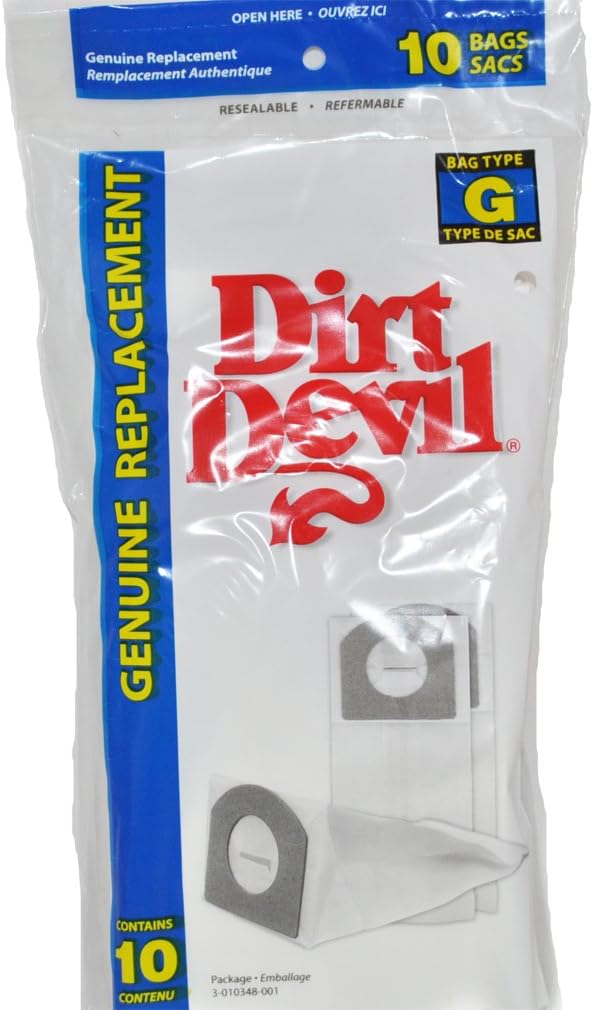 DIRT DEVIL HAND VAC STYLE G PAPER VACUUM BAGS, PACK OF 10
