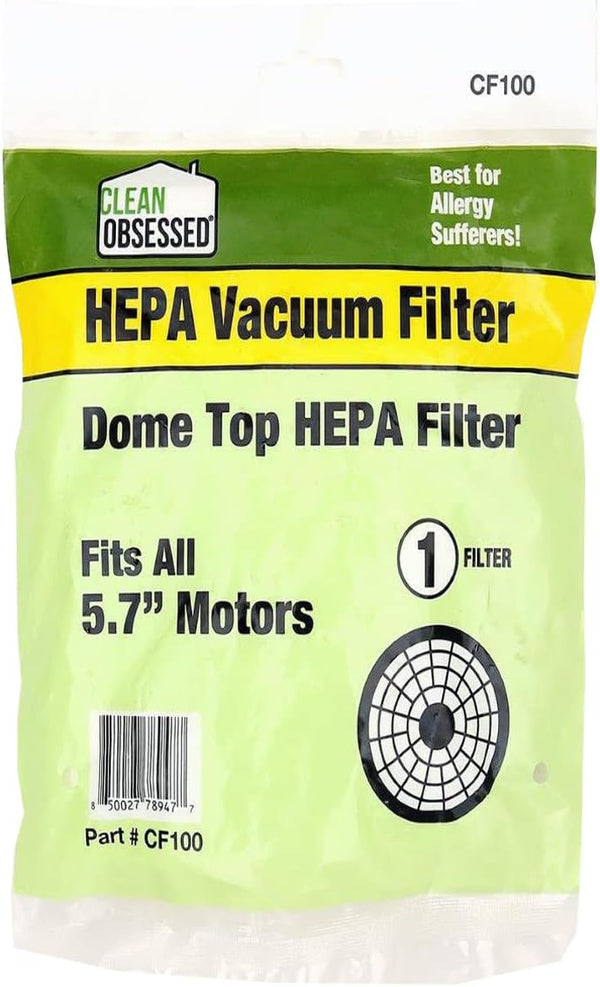 CLEAN OBSESSED REPLACEMENT FILTER DESIGNED TO FIT COMPACT & TRI-STAR FITS ALL 5.7" MOTORS - DOME TOP HEPA FILTER