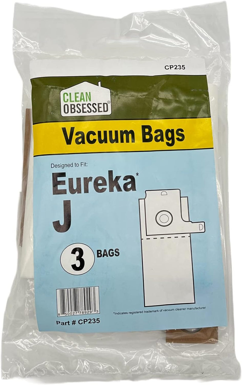 CLEAN OBSESSED REPLACEMENT FOR EUREKA TYPE J MICRO PAPER BAGS, PACK OF 3