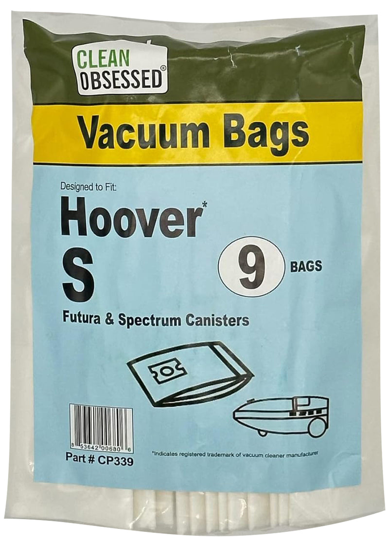 CLEAN OBSESSED REPLACEMENT FOR HOOVER TYPE S MICRO PAPER BAGS, PACK OF 9