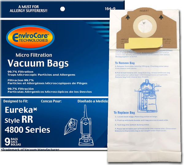 ENVIROCARE MICRO FILTRATION VACUUM BAGS MADE TO FIT EUREKA RR, 61115 BOSS SMART VAC 4800, PACK OF 9