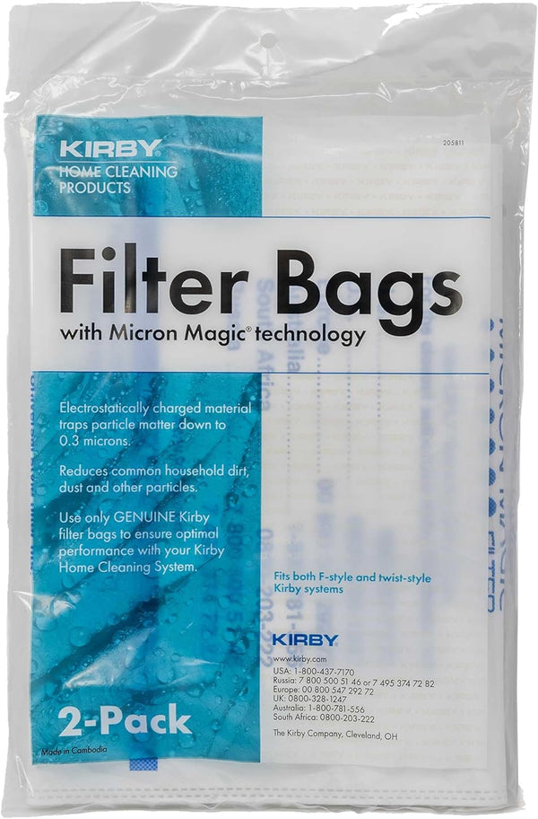 KIRBY VACUUM SYSTEM FILTER BAGS WITH MICRON MAGIC TECHNOLOGY, PACK OF 2