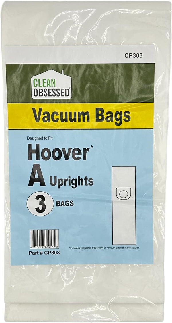 CLEAN OBSESSED REPLACEMENT FOR HOOVER TYPE A MICRO PAPER BAGS, PACK OF 3