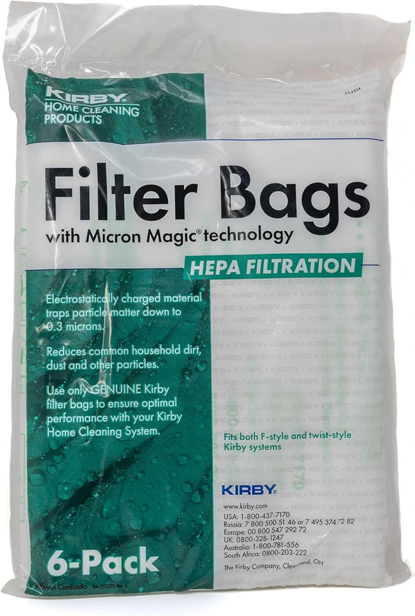 KIRBY MICRON MAGIC HEPA FILTER PLUS BAGS, PACK OF 6