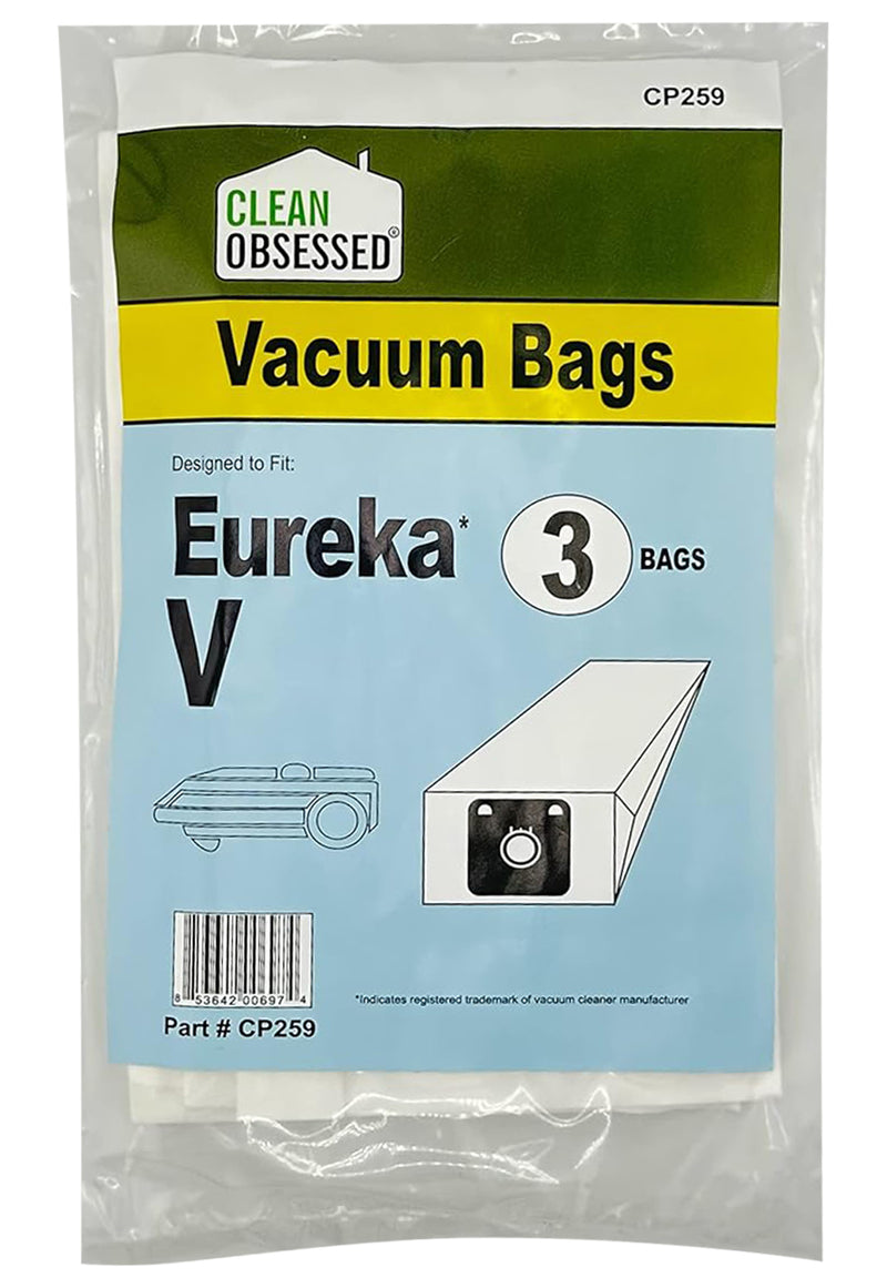 CLEAN OBSESSED REPLACEMENT FOR EUREKA TYPE V MICRO PAPER BAGS, PACK OF 3
