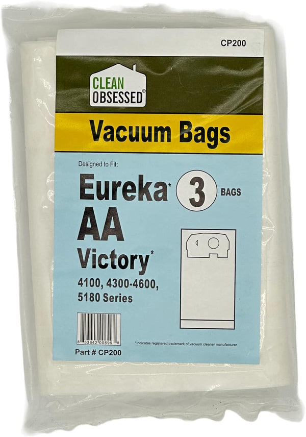 CLEAN OBSESSED REPLACEMENT FOR EUREKA TYPE AA MICRO PAPER BAGS, PACK OF 3