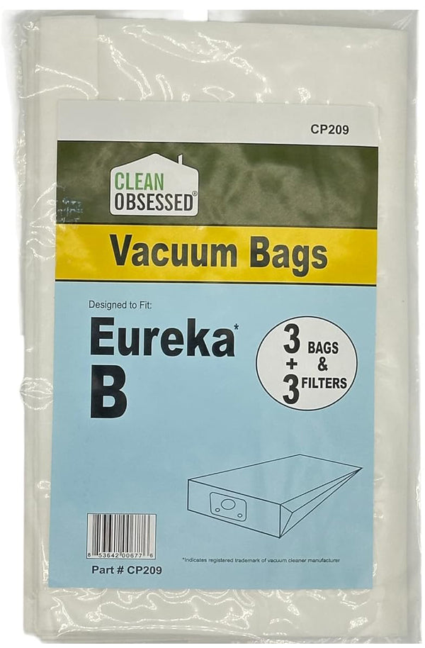 CLEAN OBSESSED REPLACEMENT FOR EUREKA TYPE B MICRO PAPER BAGS, PACK OF 3