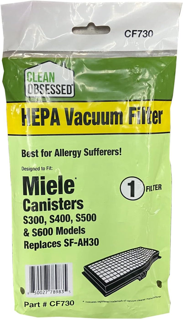 CLEAN OBSESSED REPLACEMENT HEPA VACUUM FILTER FOR MIELE CANISTER MODELS S300, S400, S500 & S600, REPLACES SF-AH30