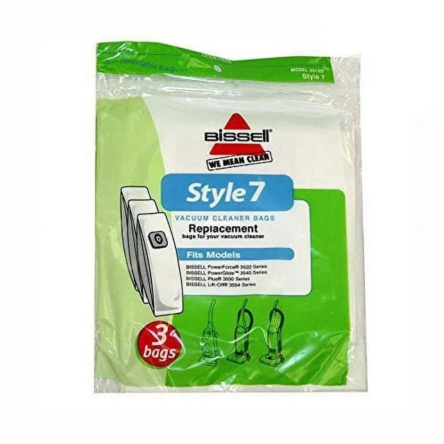 BISSELL STYLE 7 WHITE VACUUM CLEANER BAGS FITS 1739, 1739R, 20193 MODELS,  PACK OF 3