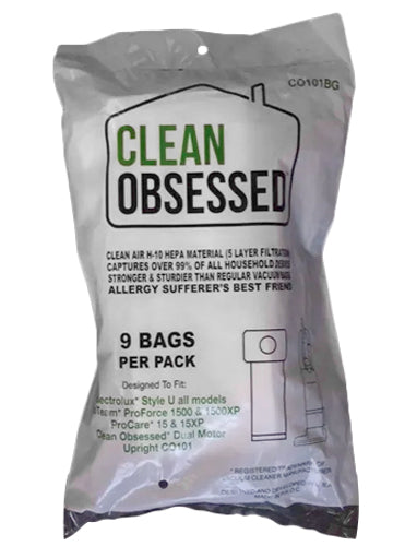 CLEAN OBSESSED CO101 HEPA FILTER BAGS, PACK OF 9